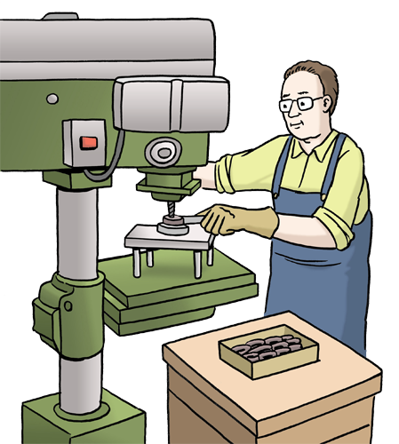 Arbeit an Maschine - Foto: Stefan Albers Ein Mann arbeitet an einer Maschine.