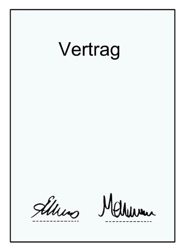 Vertrag - Bild: Stefan Albers Ein Blatt Papier mit der Über-Schrift Vertrag und zwei Unterschriften. Bild: Stefan Albers