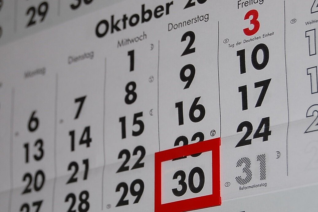 Ausschnitt von einem Monatskalender