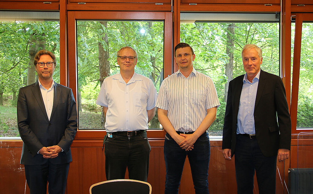 Justizminister Dirk Adams, Jörg Bursian, Ronny Rüdiger, Abteilungsleiter Thomas Schneider