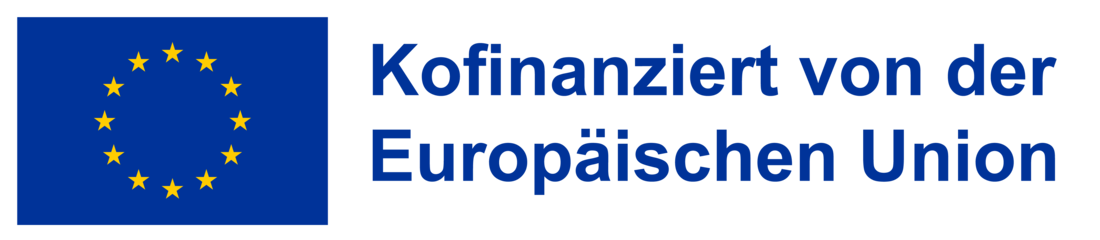 Logo der Europäischen Union mit dem Textzusatz: Koofinanziert von der Europäischen Union, Foto: Bundesamt für Migration und Flüchtlinge
